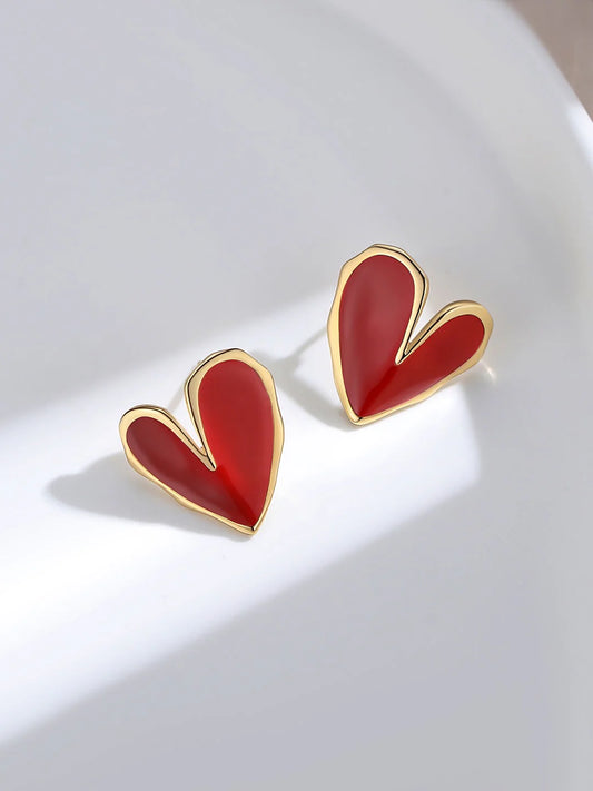 Large Red Heart Earrings